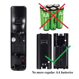 NIFERY Wii Remote Batteries Rechargeable, 2 Pack 2800mAh Rechargeable Batteries for Wii/Wii U Remote Controller (Black)