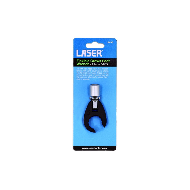 Laser 8436 Flexible Crows Foot Wrench 21mm 3/8" D