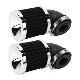 Optimize Air Intake with 2 Pcs 90 Degree Angled Bend Motorcycle Air Filters Ideal for 28mm‑48mm Carburetor Nozzles on Mopeds, Scooters, ATVs, and Dirt Bikes (Silver Black)