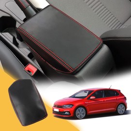 LUWU Compatible with Seat Ibiza 6F FR KJ 2018+ / Seat Arona KJ7 FR 2017-2021 2022 UK Car Armrest Cover,Armrest Box Cover Center Console,Arm Rest Cover Pad Leather Cover Auto Accessories (Red)