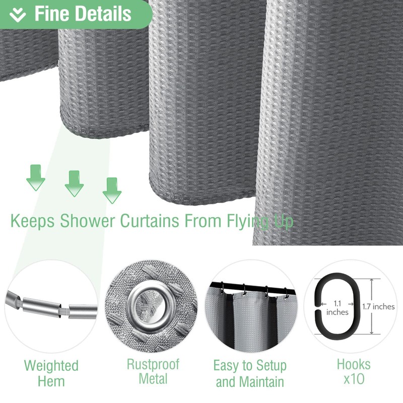 Dynamene 60 inch Stall Shower Curtain - Waffle Weave Heavy