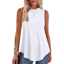 OFEEFAN Womens Tank Tops Loose Fit White Tank Top Woman Dressy Beach Vacation Clothes for Women 2025 XL