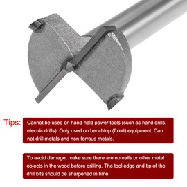 Sourcingmap Forstner Drill Bits 35mm, Tungsten Carbide Wood Hole Saw Auger Opener 128mm Length, Woodworking Hinge Hole Drilling Boring Bit Cutter (Gray)