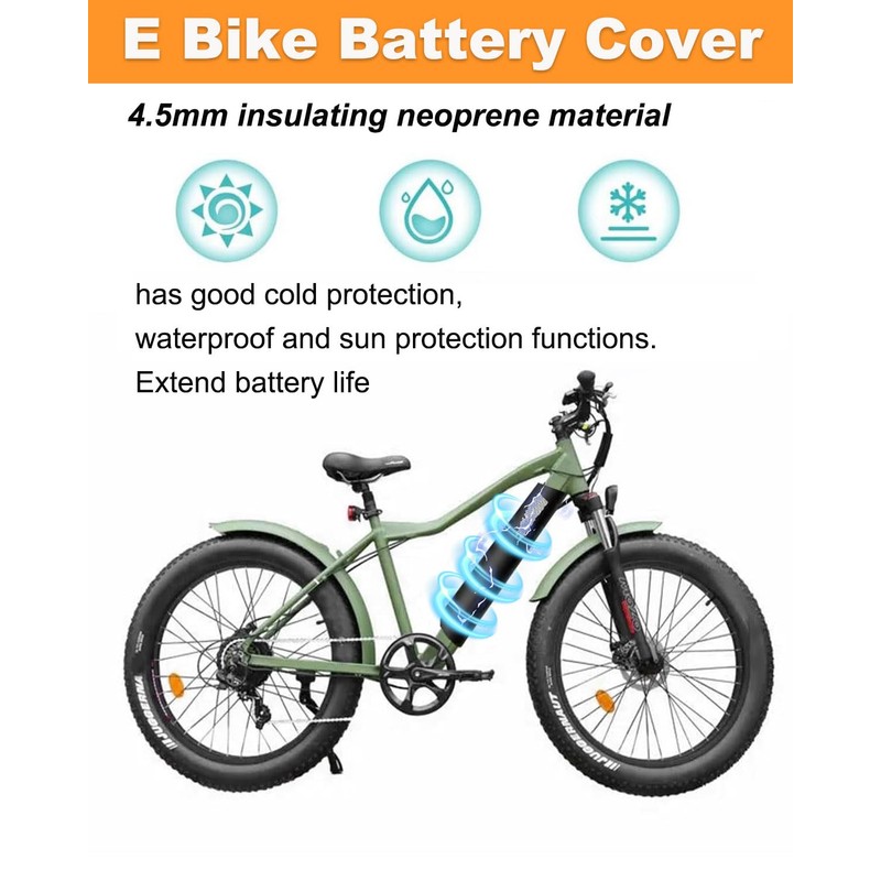 CBHCARCAR EBike Battery Cover, (11.8-15.8in circumference) Reflective Battery Protective E-Bike