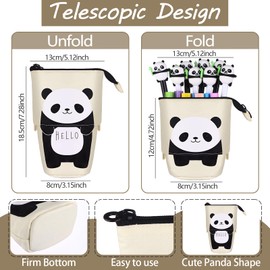 HAOWANWW 21 Pcs Panda Standing Pencil Case Set 8 Pcs Panda Pens Panda Pencil Pouch Case Panda Notepad Panda Stickers 10 Pcs Cute Wooden Panda Clips Panda Gifts for Girls Office School Supplies