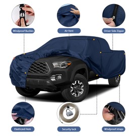 Waterproof Truck Cover Replace for 2005-2026 Toyota Tacoma/Ford Ranger Crew Cab 6ft,10 Layers All Weather Car Cover with Zipper Door for Snow Rain Dust Hail Protection