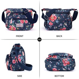 ModaZeal Women Cross-body Bags, Multi-Pocket Shoulder Bags Floral Messenger Bag Nylon Handbag Lightweight Travel Bag for Women Girl Lady