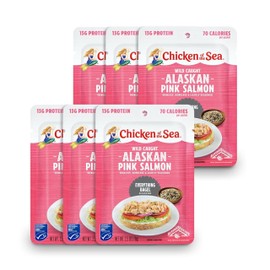 Chicken of the Sea Alaskan Pink Salmon in Water with Everything Bagel Seasoning, 2.5 Ounce Salmon Packet, 6-Count – High Protein Skinless, Boneless Wild Caught Salmon – Nutritious Ready to Eat Meals