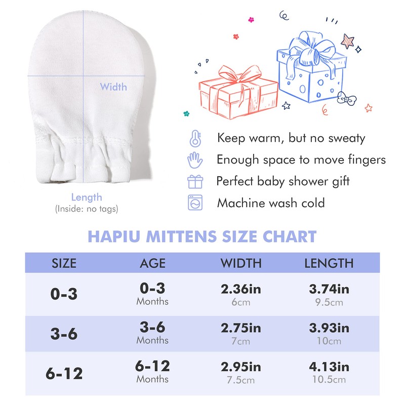 HAPIU Baby Mitten, 3 pack, Full Blush&Cloud&Gray Heather, 3-6 Months