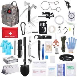 Zorpupoa Survival Kit, Tactical Gear and Equipment Survival Gear First Aid Kit, 125Pcs Emergency Kit Accessories for Earthquake, Outdoor Adventure, Hiking, Hunting, Gifts for Men Women