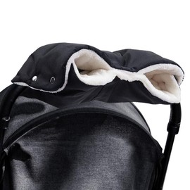 XNIVUIS Pram Hand Warmer Gloves, Pram Hand Warmer, Pram Muff Breathable, Waterproof, Windproof, for Prams, Buggies, Bicycle Trailer Accessories, Winter, One Size (Black)