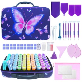 Dazhtu Diamond Art Storage Boxes Kits, 70 Slots Diamond Painting Storage Containers, Portable Diamond Painting Accessories and Tools Kit for Bead Organization and Storage, Jewelry Beads