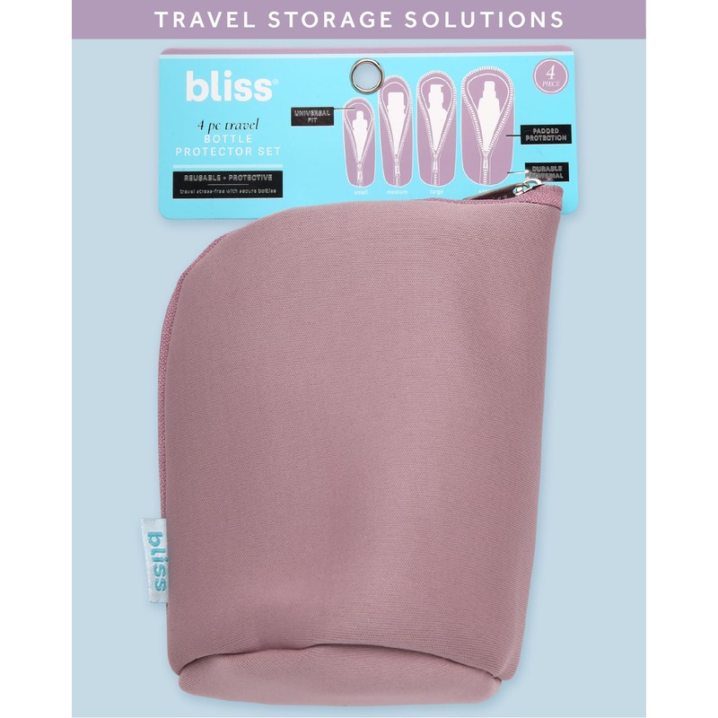 Bliss Travel Bottle Protector Set - 4 Pack Reusable Padded