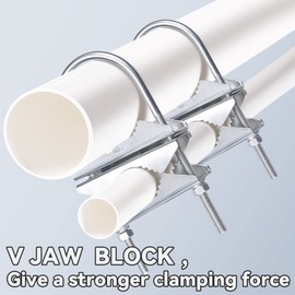 Eightwood V Jaw Block Double Antenna Mast to Mast Clamp (2 Set) U Bolts Anti-Rust Finished Suit for TV CB Ham Antenna Pipe Mount Bracket