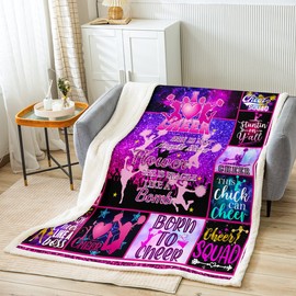 Manfei Cheerleader Throw Blanket Girls Dancer Fleece Blanket Geometric Checkered Print Bed Blanket for Kids Girls Teens Room Decor, Soft Cheerleading Flannel Blanket, Throw Size (50 x 60 Inches)