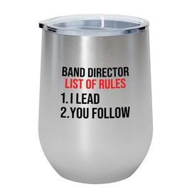 Flairy Land Band Director Silver Wine Tumbler 12oz - Band director - Team Mellophone High School Musical Marching Band Drum Major Usc Marching Band