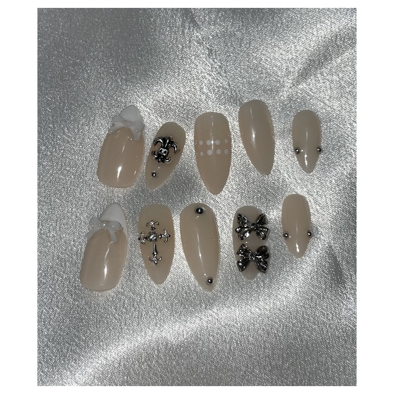 White Nude French Handmade Nail Tips - Short Coffin /