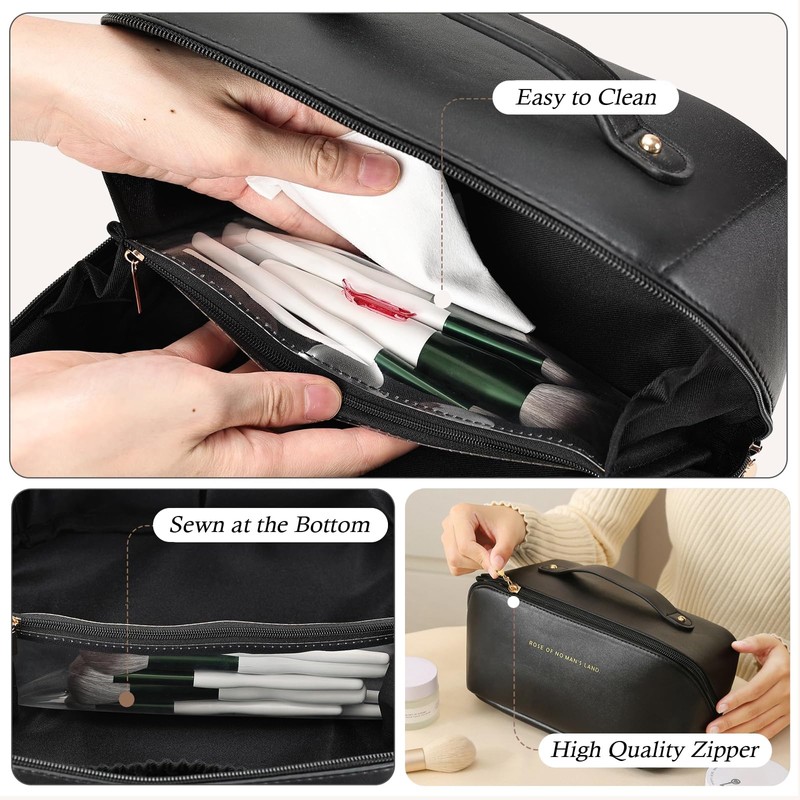 CCAIPU Travel Makeup Bag, Large Capacity Cosmetic Bags for Women