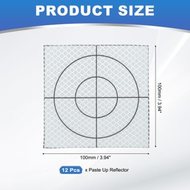 PATIKIL Survey Reflector Sheets 100x100mm, 12 Pcs Self-Adhesive Reflective Target Sheets Survey Target Mark Tape for Total Stations Check Shots Back Sights Monitoring, White