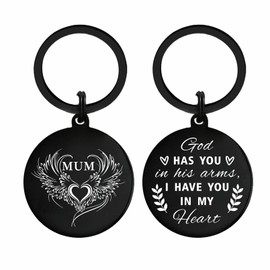 Yobent Mum Memorial Gifts, Sympathy Keyring for Loss of Mum, Grieving Gift for Loss Mum for Daughter Son, God has You in His Arms I Have You in My Heart