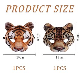 YSDYY 1 Piece Of Leopard Mask And 1 Piece Of Tiger Mask, Animal Mask, Creative Simulation Mask, Masquerade Mask, Animal Play Props