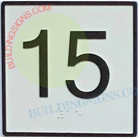 BuildingSigns.com Elevator Floor Number 15 Sign- Elevator JAMB Plate Floor 15 Sign-REF24-102
