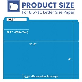 File Folder, PANDRI 30 Pack Colored File Folder, 1/3 Cut Tabs, Letter Size, Assorted 6 Colors Filing Folder for Office School Business