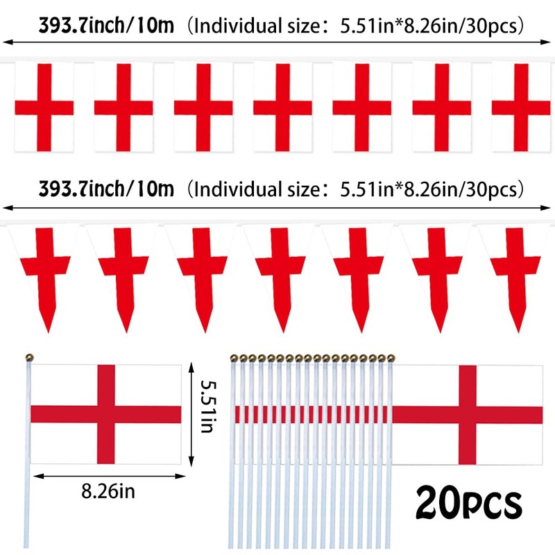ZPSOSPZ England Flag,22pcs England Bunting Flags St Georges Cross Flags