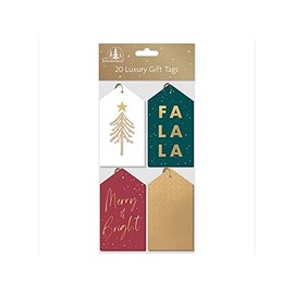 Tallon XA0130 Festive Wonderland Luxury Christmas Tags, Stylish Gold - Pack of 20