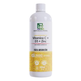 Vitamina C + D3 + Zinc | Suplemento Líquido de Alta Absorción | Fórmula Liposomal 480ml | 32 Dosis | Nano Nutrition by Kemed