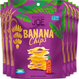 Banana Chips - Dried Bananas Gluten Free Chips (Siracha flavor) Dehydrated Fruits Healthy Chips Snacks For Adults & Kids - Vegan Paleo non gmo Dried Fruits Snacks (Made From 100% Real Banana) 6 Packs