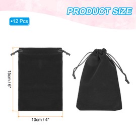 PATIKIL Velvet Gift Bags, 12 Pack 4 x 6 Inch Velvet Drawstring Bag Jewelry Pouch Gift Packaging Bag for Wedding Favor Party Birthday Festivals, Black