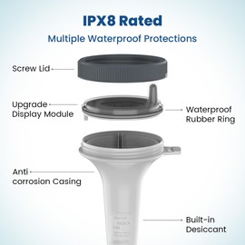 Newentor Pool Thermometer Floating Easy Read, IPX8 Wireless Swimming Pool Thermometers with Indoor Thermometers, Floating Thermometer for Spa/Hot Tub/Fish Tank, Milky White