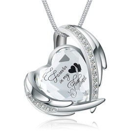 VCCWYQK Cremation Jewelry Crystal Heart Necklace for Ashes, Urn Necklace Keepsake for Urn for Memorial Jewelry (Silver)