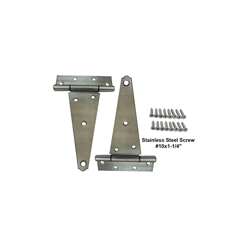 QCAA Stainless Steel Extra Heavy Tee Hinge, (2pack(8"), Stainless Steel)