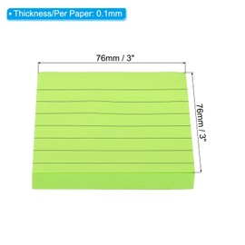 PATIKIL 3 x 3 Inch Lined Sticky Notes, 3 Pack Fluorescent Self-Stick Note Pads 100 Sheets/Pad Colorful Memo Post for Home Office Business, Green