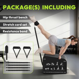 HANDBODE Hip Thrust Bench, Multi-Functional Slip-Free Hip Thrust Machine for Glute Bridge, Box Jump, Push-Ups, Squat, Ab Exercise, Suitable for Home & Gym, Black/White