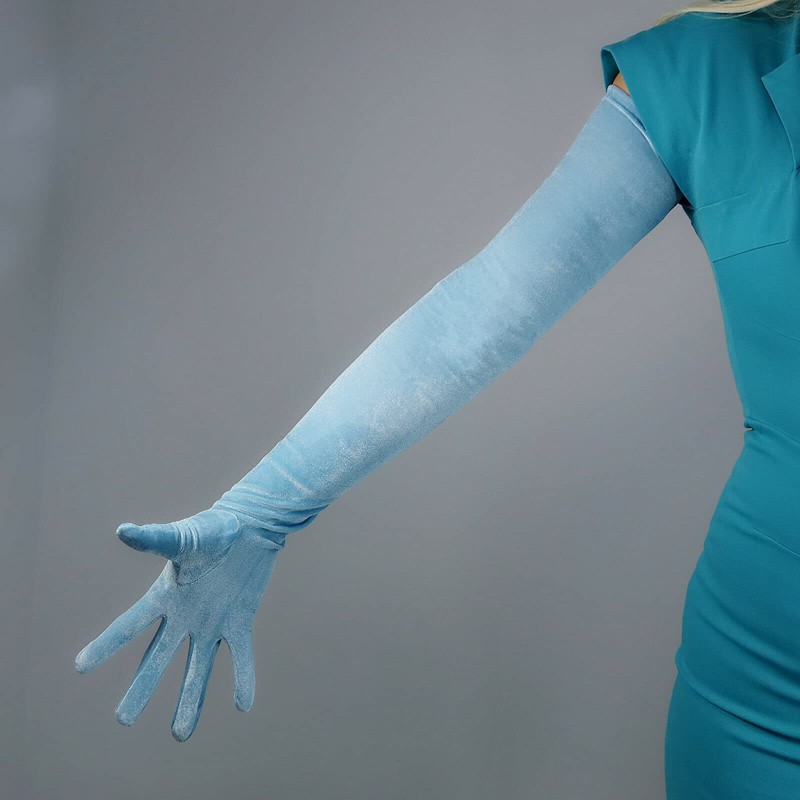 DooWay Guantes de terciopelo súper largos para mujer, longitud del