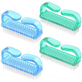 Larbois Handle Grip Nail Brush, Hand Fingernail Brush Cleaner Scrubbing Kit Pedicure for Toes and Nails Men Women (4 Pack)