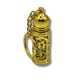 3 ARCHES USA Refillable Glass Anointing Oil Keychain Bottle 2ml - Portable Essential Oils & Travel Size Container with Applicator for Anointing Oil, Church Gifts (Gold)