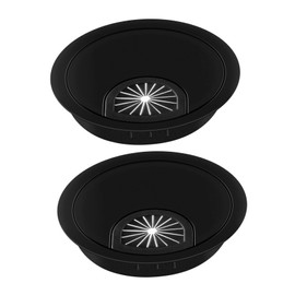 FELTECHELECTR 2 PCS Computer Desk Cable Hole Covers Brushed Texture Wiring Ducts for Home Office Durable and Practical Cable Management Black