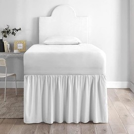 White - Dorm Room Twin XL Bed Skirt - College Dorm Bed Skirt - Long/Extra Long with Reguler Fit and Soft - Elegant Design 100% Microfiber - Twin XL 36" Drop