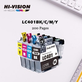 HI-VISION HI-YIELDS Compatible LC401 (Black Only) Ink Cartridge Used for Brother MFC-J1010DW MFC-J1012DW MFC-J1170DW Printers, (Total 1- Black Pack)