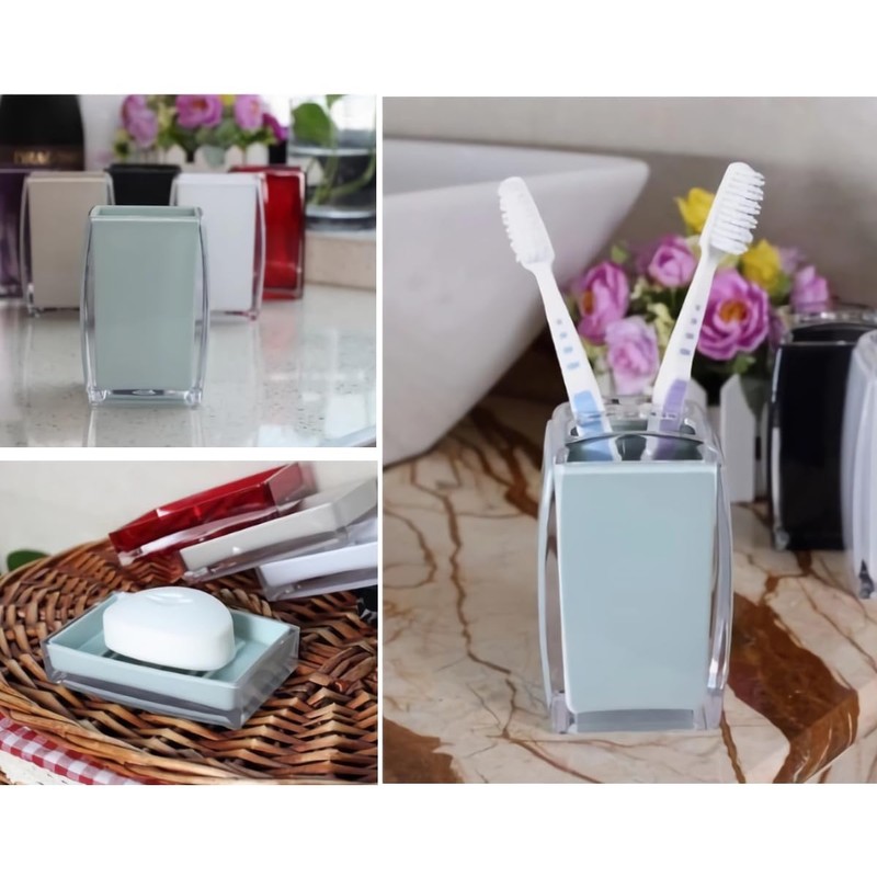 TUANYO 5 Pcs Blue Acrylic Bathroom Accessories Set Complete,Lotion/Soap Dispenser,Soap