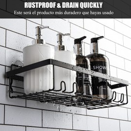 Estante De Ducha Sin Taladrar, 2 Pack Estante Para Regadera Baño, Con Ganchos, Baño Accesorios Organizador Adecuado Para Baños, Cocinas y Hoteles