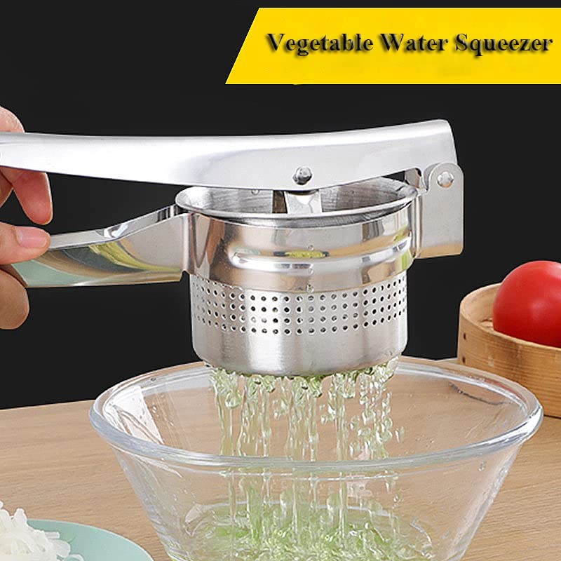 Stainless Steel Vegetable Squeezer, Upgrade Red Silicone Handle Metal Vegetable
