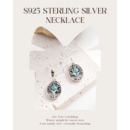 925-Sterling-Silver Tree of Life Earrings for Women – Unique Vintage Dangle Earrings Heart-shaped Turquoise Jewelry Gift for Mom, Daughter, Friends, Birthday, Graduation