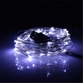 BUYERTIME USB String Lights 5M/16.4ft 50 LEDs, USB Powered Silver Wire Micro Fairy Lights for Indoor Bedroom Wedding Christmas Party Decoration (Cold White)