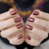 CoolNail Red Wine False Nails Tips Solid Color Square Full