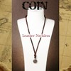 Phoenix Antique Ring & Coin Necklace with Leather Cord, Unisex